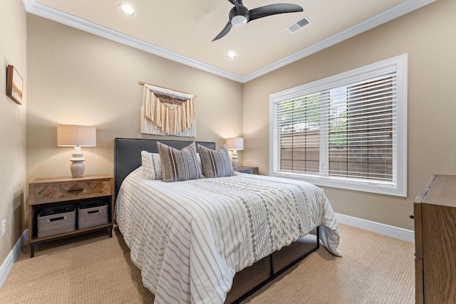 130 Royal Vista Dr Unit 601, Branson, MO 65616 - carpeted bedroom with ornamental molding, baseboards, recessed lighting, and ceiling fan