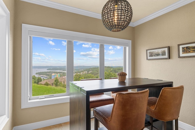130 Royal Vista Dr Unit 601, Branson, MO 65616 - dining room with baseboards, ornamental molding, and a textured wall