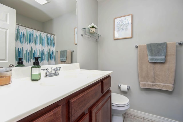 326 Country Bluff Dr, Branson, MO 65616 - full bathroom with toilet, vanity, tile patterned floors, baseboards, and a shower with curtain