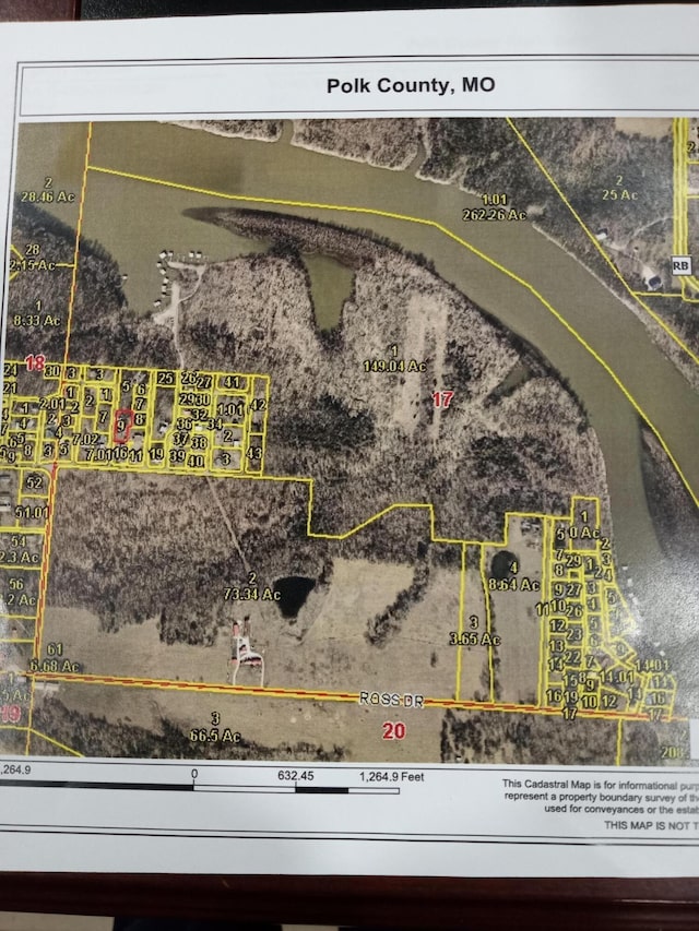 3271 Oak Grove Cir, Flemington, MO 65650 - aerial view of property's location featuring property boundaries highlighted