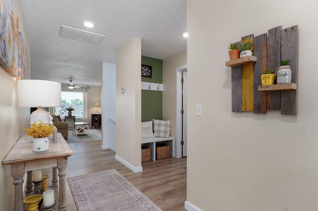 1132 E Lakota St, Nixa, MO 65714 - hall with wood finished floors, baseboards, and recessed lighting