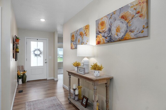 1132 E Lakota St, Nixa, MO 65714 - foyer entrance featuring baseboards, wood finished floors, and recessed lighting