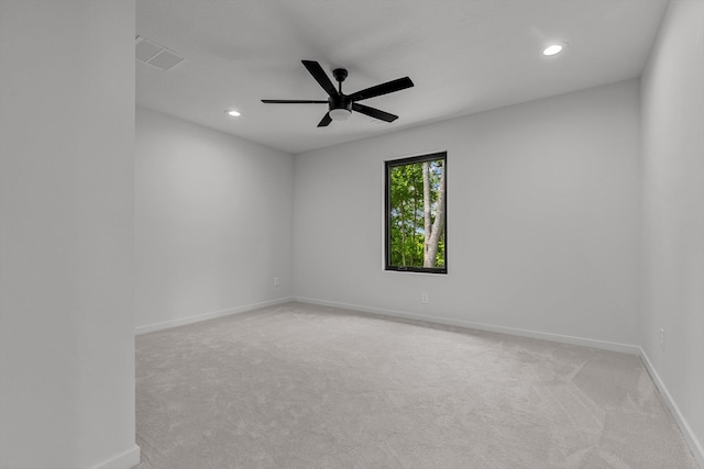 5567 E Wild Horse Dr, Springfield, MO 65802 - empty room with light colored carpet, ceiling fan, recessed lighting, and baseboards
