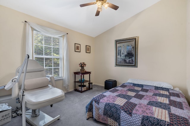120 Deer Run Rd, Branson, MO 65616 - bedroom with carpet, lofted ceiling, ceiling fan, and baseboards