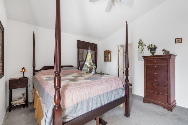120 Deer Run Rd, Branson, MO 65616 - bedroom with lofted ceiling, light colored carpet, a ceiling fan, and baseboards