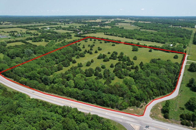 7692 N State Highway H, Springfield, MO 65803 - aerial view of property and surrounding area with property boundaries highlighted