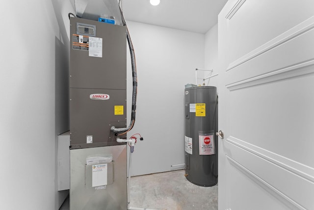 680 Highpoints Rdg, Branson, MO 65616 - utility room featuring electric water heater and heating unit