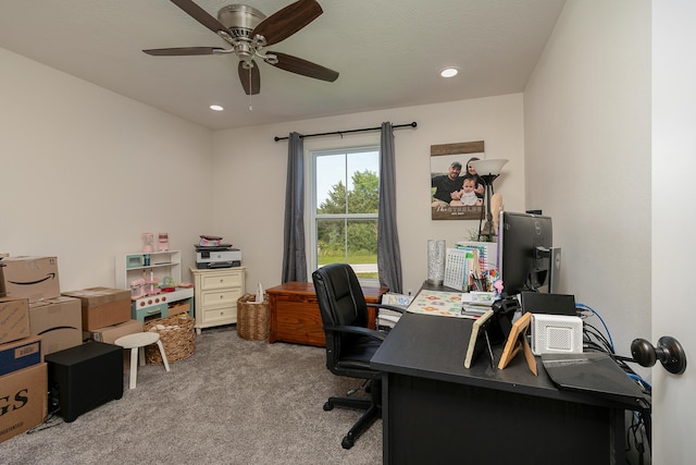 777 S Elm St, Marshfield, MO 65706 - office space featuring carpet floors, a ceiling fan, and recessed lighting
