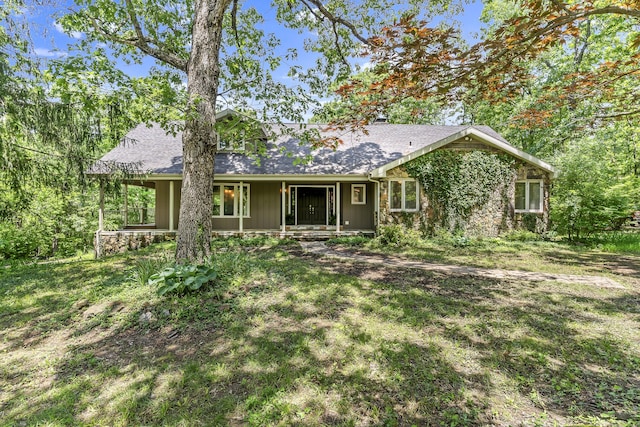 13544 State Highway Kk, Marshfield, MO 65706 - ranch-style home with a front yard, a shingled roof, and a porch