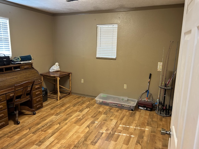 23700 E State Highway 76, Rocky Comfort, MO 64861 - office area featuring wood finished floors and a textured ceiling