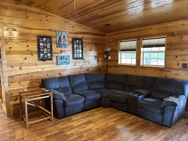 23700 E State Highway 76, Rocky Comfort, MO 64861 - living room with lofted ceiling, wood ceiling, wood finished floors, and wooden walls