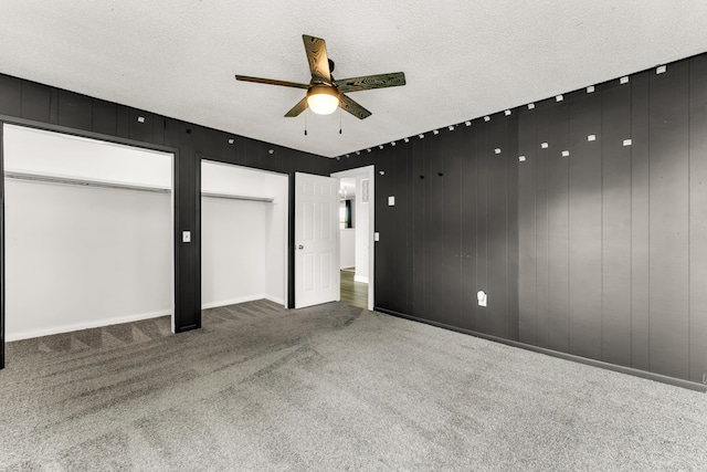 32 State Road F, Buffalo, MO 65622 - unfurnished bedroom with carpet floors, multiple closets, a textured ceiling, a ceiling fan, and baseboards