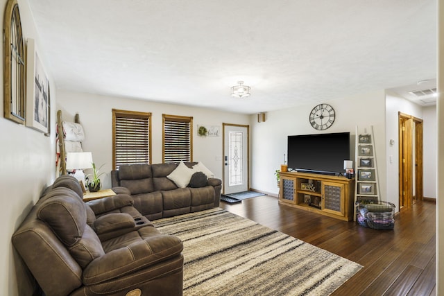 1427 W Missouri St, Buffalo, MO 65622 - living room with dark wood-style flooring and baseboards