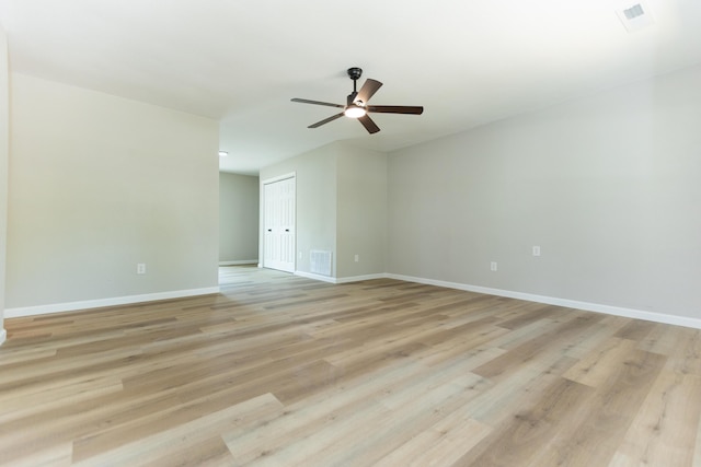 3218 W Countryside Dr, Springfield, MO 65807 - spare room with a ceiling fan, baseboards, and light wood-style floors