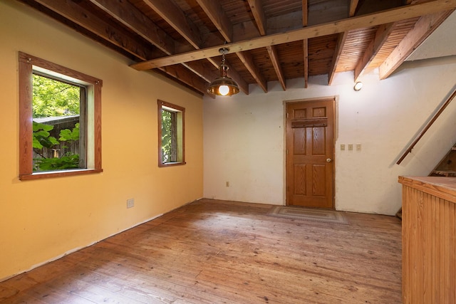 12234 Co Rd Unit 76-269, Ava, MO 65608 - empty room with wooden ceiling with exposed beams and hardwood / wood-style flooring