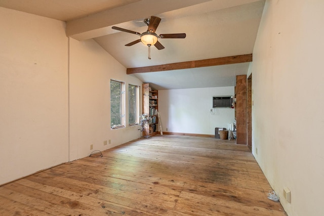 12234 Co Rd Unit 76-269, Ava, MO 65608 - unfurnished living room featuring ceiling fan, hardwood / wood-style flooring, and an AC wall unit