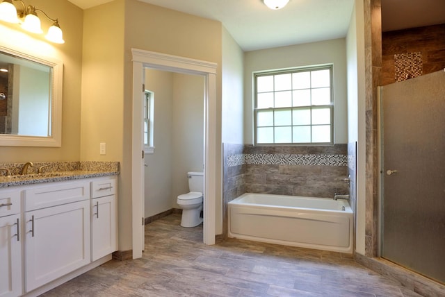 1189 N Cedar Ridge Ave, Springfield, MO 65802 - full bathroom with a bath, vanity, healthy amount of natural light, and a shower stall