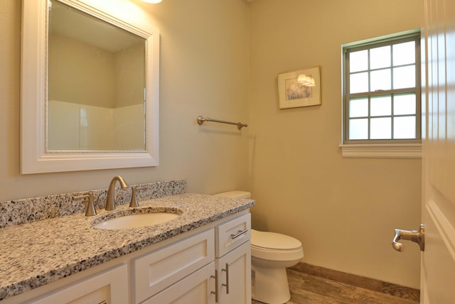 1189 N Cedar Ridge Ave, Springfield, MO 65802 - bathroom with wood finished floors, toilet, vanity, and baseboards