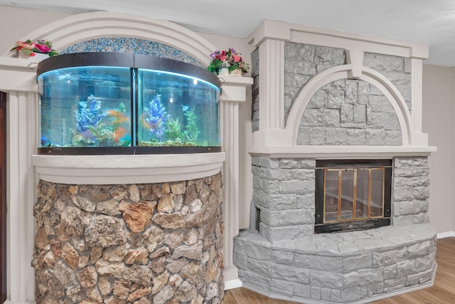 875-883 State Route T, West Plains, MO 65775 - detailed view of wood finished floors, a stone fireplace, and baseboards