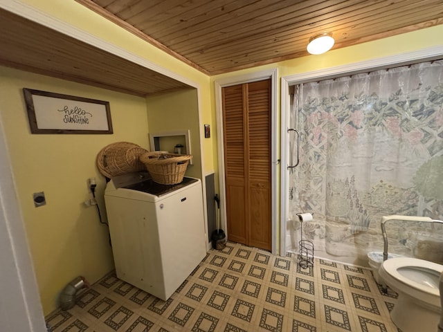 10623 State Highway O, Ava, MO 65608 - laundry area with electric dryer hookup, wood ceiling, and light floors