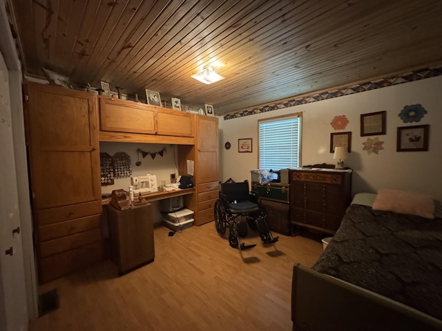 10623 State Highway O, Ava, MO 65608 - bedroom featuring light wood-style floors, wooden ceiling, and a desk