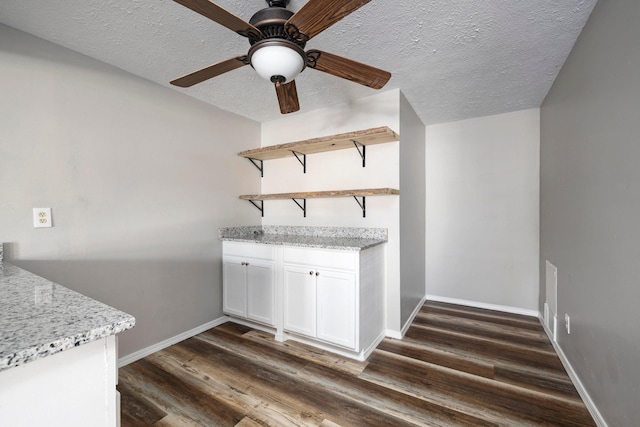 617 E SE Hills Ct, Nixa, MO 65714 - bar with dark wood finished floors, a textured ceiling, baseboards, and a ceiling fan