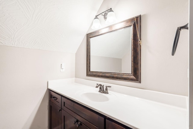 403 S 3rd St, Ozark, MO 65721 - bathroom featuring vanity and vaulted ceiling