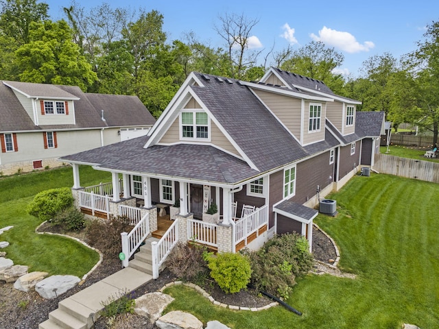 403 S 3rd St, Ozark, MO 65721 - view of front of property featuring covered porch, central AC, and a shingled roof
