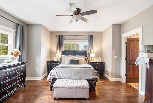 403 S 3rd St, Ozark, MO 65721 - bedroom featuring baseboards, wood finished floors, and a ceiling fan