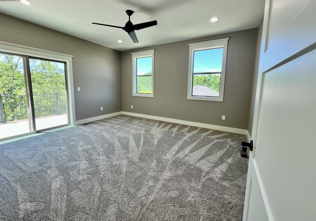 409 Silverwood Cir, Branson West, MO 65737 - carpeted empty room with baseboards, recessed lighting, and ceiling fan