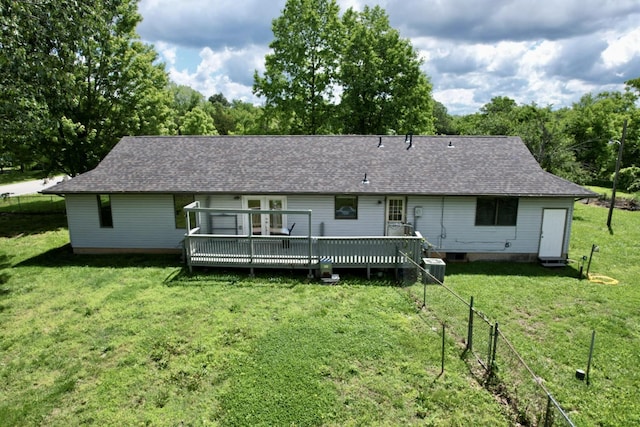 194 State Highway T, Oldfield, MO 65720 - rear view of property featuring a wooden deck, roof with shingles, and central AC