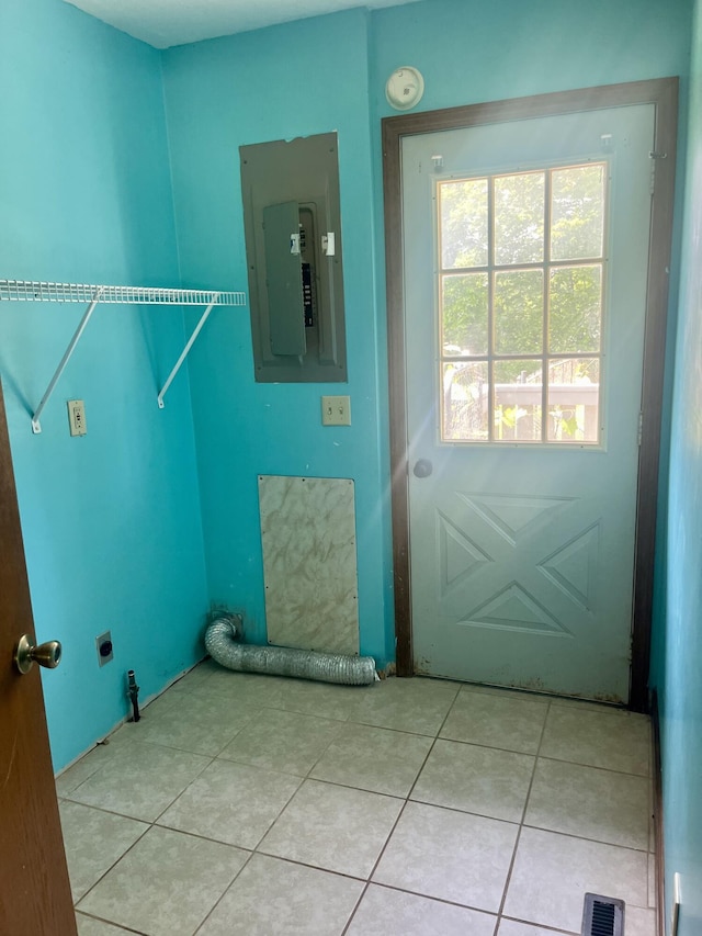194 State Highway T, Oldfield, MO 65720 - laundry area featuring electric panel, light tile patterned flooring, and hookup for an electric dryer