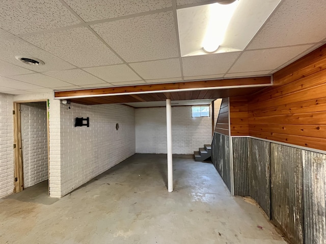194 State Highway T, Oldfield, MO 65720 - basement with stairs, wooden walls, and a paneled ceiling