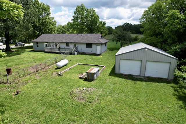 194 State Highway T, Oldfield, MO 65720 - view of front of property with a garage, a wooden deck, and an outdoor structure