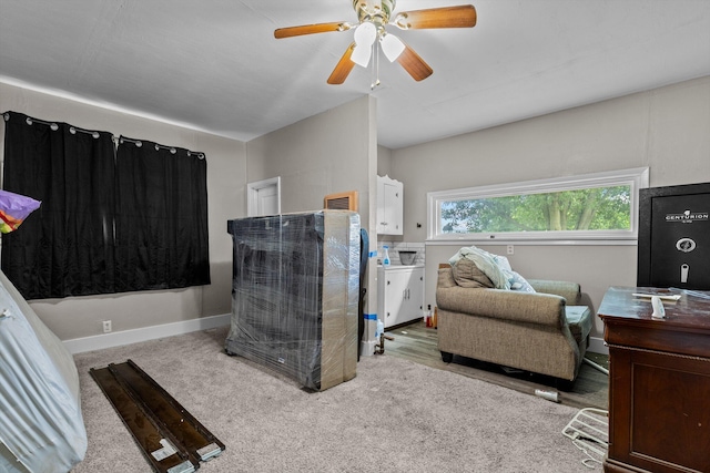 1103 4th St, Monett, MO 65708 - living area with ceiling fan, baseboards, and carpet floors
