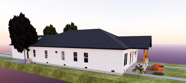 716-718 W Division St, Springfield, MO 65803 - view of home's exterior with a yard, crawl space, and roof with shingles