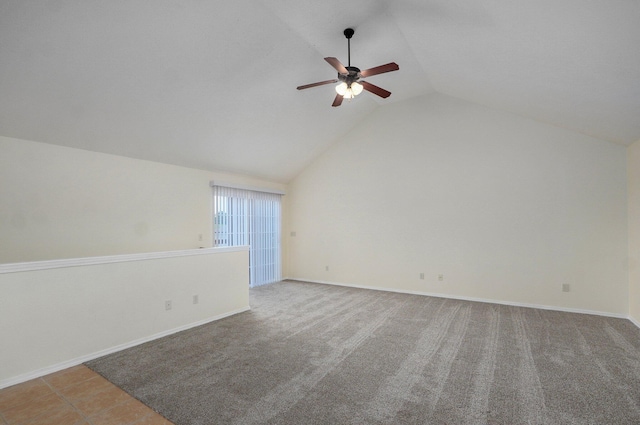 612-614 E Daniels St, Ozark, MO 65721 - unfurnished room featuring ceiling fan, lofted ceiling, baseboards, and light carpet