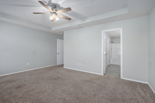 1366 S Olde Savannah Ave, Republic, MO 65738 - carpeted spare room featuring a ceiling fan, baseboards, and a tray ceiling