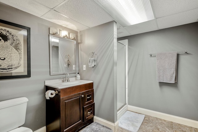 2215 E Rosebrier St, Springfield, MO 65804 - full bath featuring a paneled ceiling, vanity, and a shower stall