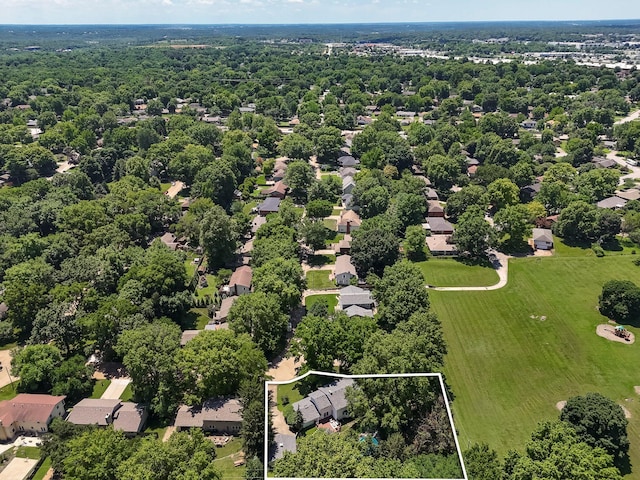 2215 E Rosebrier St, Springfield, MO 65804 - aerial perspective of suburban area with property parcel outlined