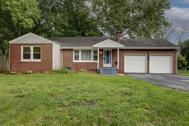 2344 E Manchester St, Springfield, MO 65804 - ranch-style home featuring a garage, driveway, brick siding, and a chimney