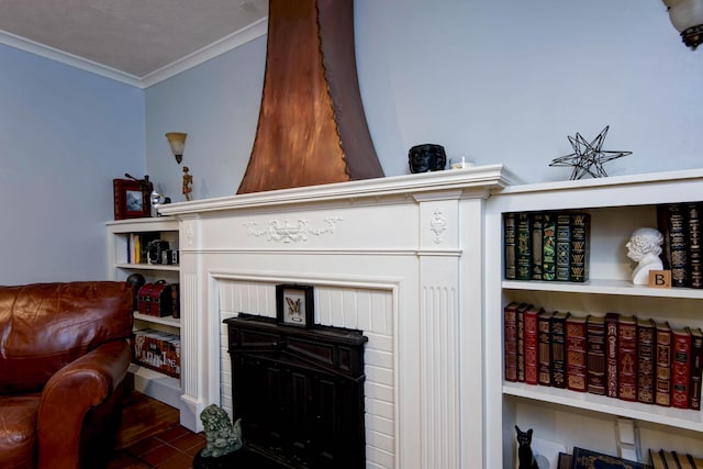 2344 E Manchester St, Springfield, MO 65804 - detailed view of crown molding and a fireplace