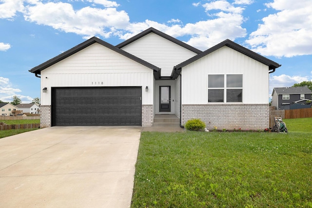 1118 E Lakota St, Nixa, MO 65714 - modern farmhouse style home with an attached garage, concrete driveway, and brick siding