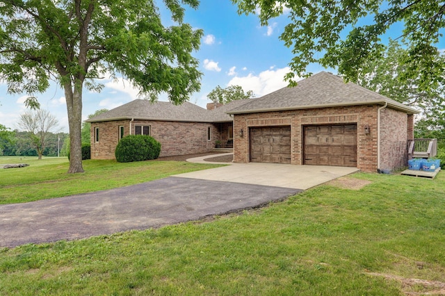 11976 N Northern Hts Dr, Brighton, MO 65617 - single story home with a garage, driveway, brick siding, and a front yard