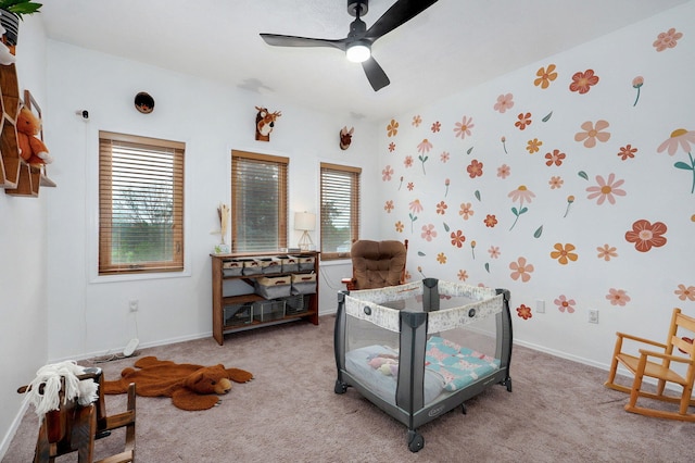 11976 N Northern Hts Dr, Brighton, MO 65617 - sitting room with healthy amount of natural light, carpet flooring, and a ceiling fan