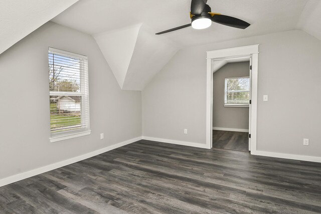 111 S Mill St, Rogersville, MO 65742 - bonus room with lofted ceiling, ceiling fan, dark wood-type flooring, and baseboards