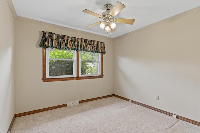 5263 N Crestwood Dr, Springfield, MO 65803 - empty room featuring light carpet, crown molding, and ceiling fan