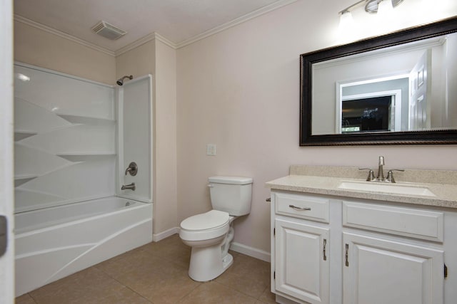 5364 Cloverdale Ln, Battlefield, MO 65619 - bathroom with vanity, toilet, baseboards, tile patterned floors, and  shower combination