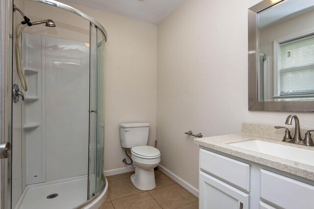 5364 Cloverdale Ln, Battlefield, MO 65619 - full bathroom featuring vanity, a stall shower, tile patterned flooring, toilet, and baseboards