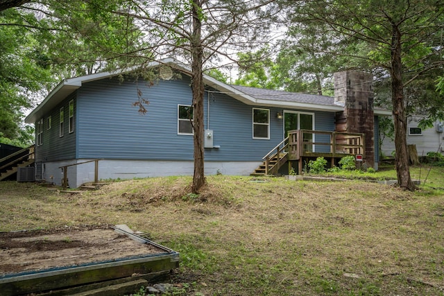 3050 Montague Ln, Kimberling City, MO 65686 - view of front of house with stairs, central AC, and a deck